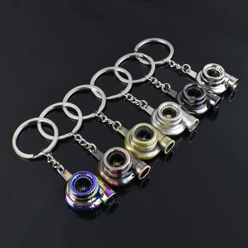 

1pcs Mini Turbo Sound Turbocharger Keychain Spinning Turbine Key Chain Ring Keyring Keyfob Car Keyring Car Interior Accessories