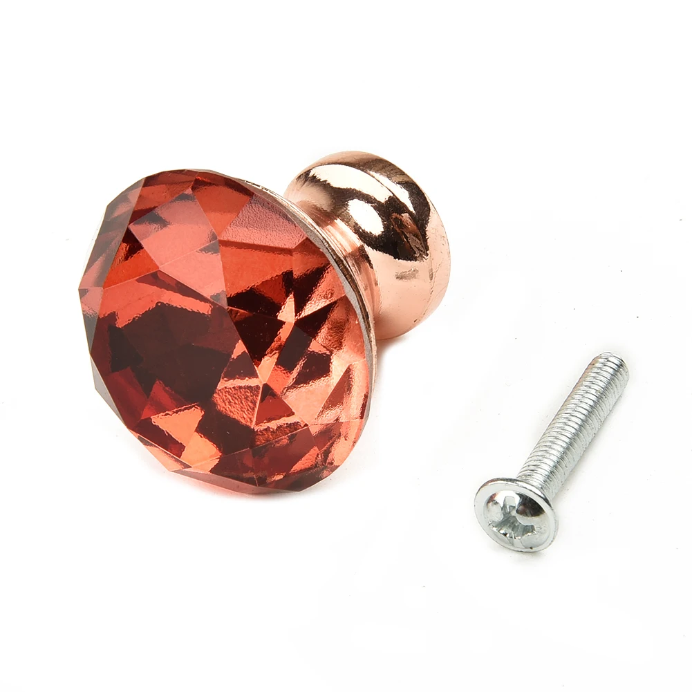 

Rose Gold Rhinestone Door Knob Cabinet Drawer Cupboard Wardrobe Pull Handle Window Pulls Knob With Screw