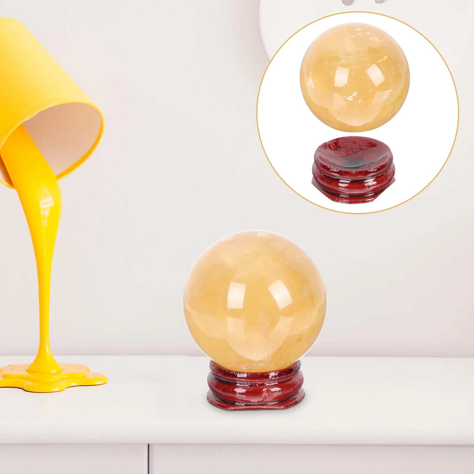 

Decorative Citrine Ball Adornment Citrine Decor for Desktop Office Dormitory Home