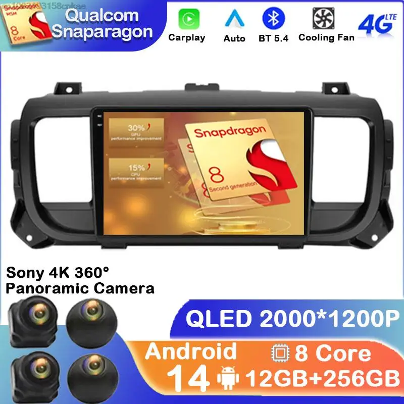 Android 14 dla Citroen Jumpy 3 2016-2021 Radio samochodowe Peugeot Expert Audio Carplay Odtwarzacz multimedialny Nawigacja