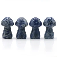 Sodalite Mushroom Figurine Garden Ceramic Statue Pot Decoration Lawn Ornaments Gemstone Crystal for Outdoor 4PCS
