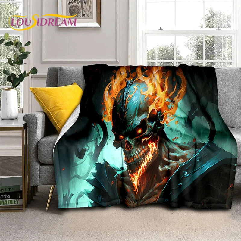 Мягкие фланелевые одеяла с 3D-принтом ужасов готический череп скелет удобное