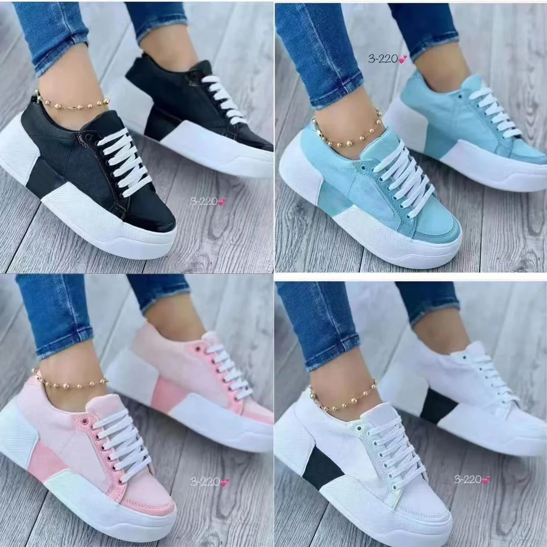 

Sneakers Women's Shoes 2022 Platform Canvas Sneakers Casual Ladies Sneakers Flat Lace Up Adult Zapatillas Mujer Chaussure Femme