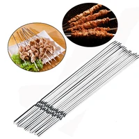 10pcs stainless steel barbecue skewer reusable bbq needle outdoor camping barbecue party skewers stick picnic tools
