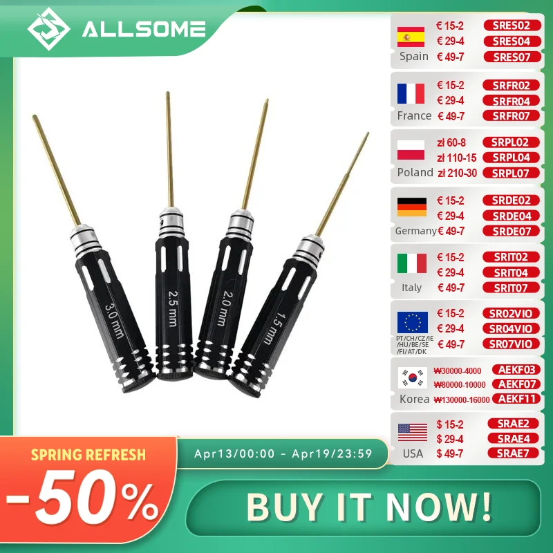 

Набор мини отверток Allsome 1,5/2,0/2,5/3,0 мм