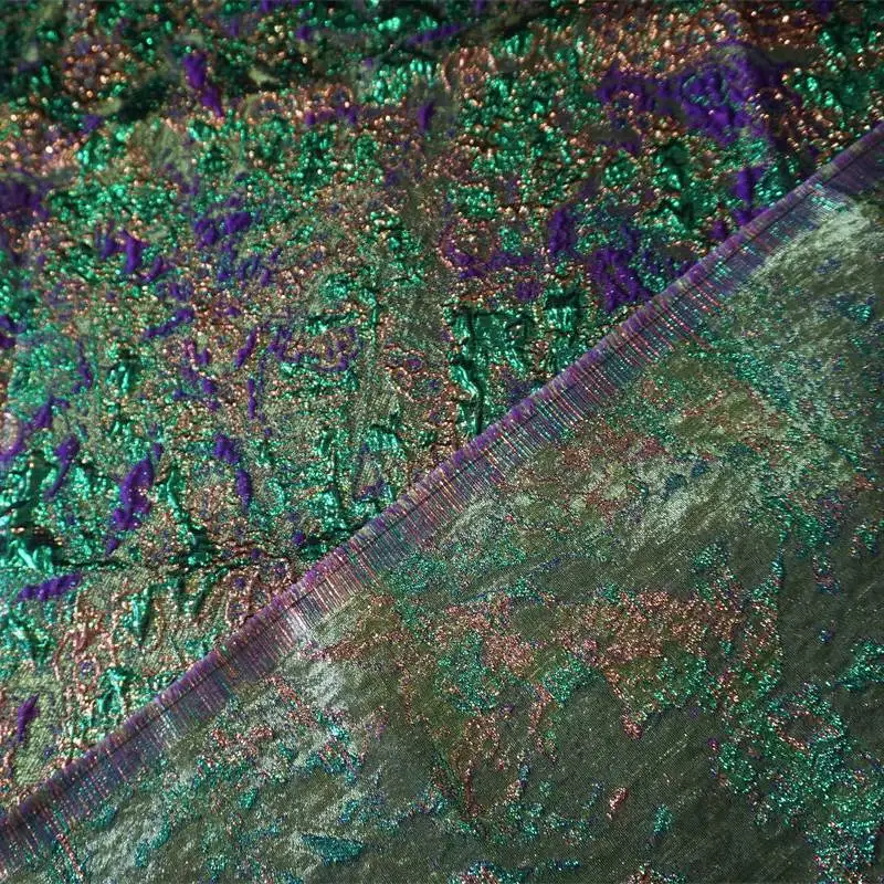 Фото Зеленая ткань жаккард с тиснением для рукоделия, шитья, пошива платьев, пальто, дизайнерской одежды, юбок, сумок, багажа, тканевый материал №3