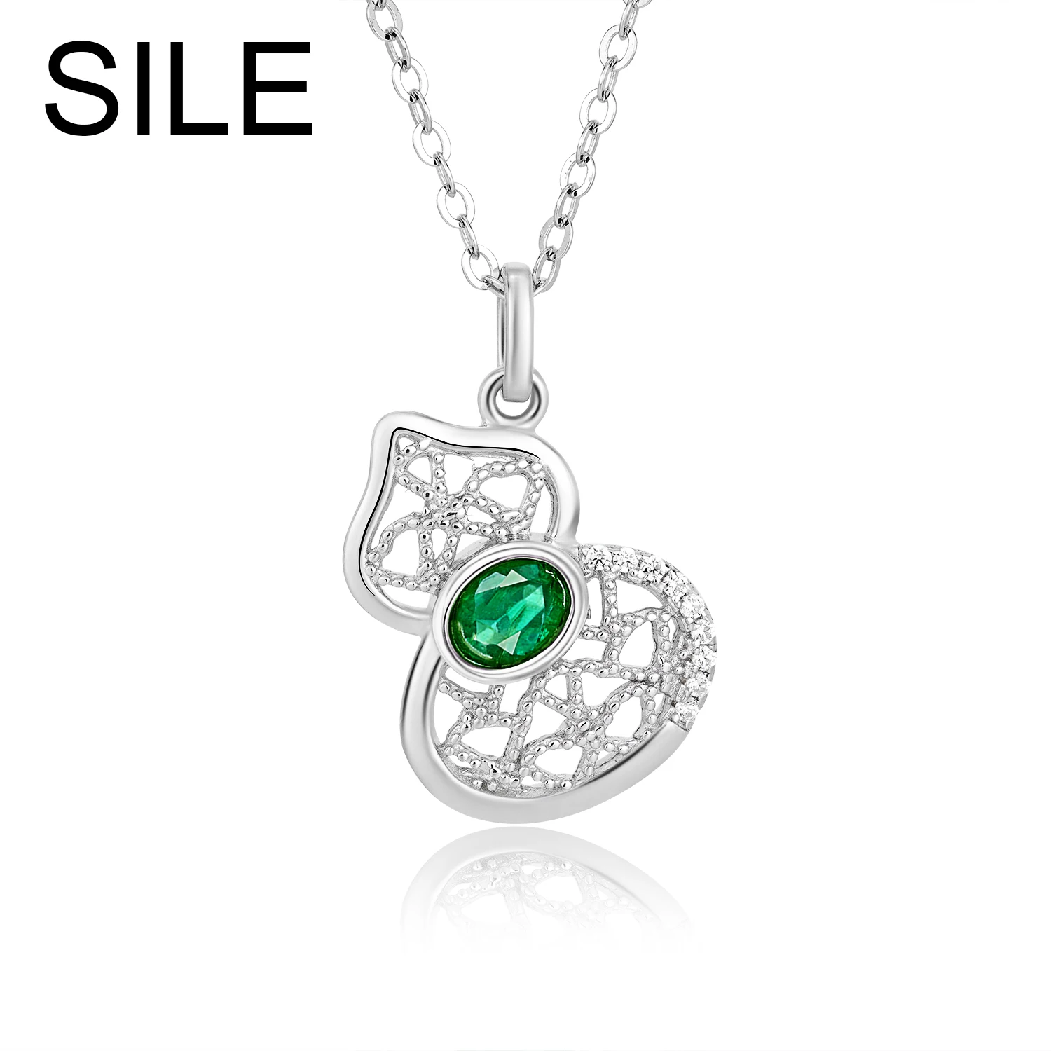 

Женская цепочка из серебра 925 пробы, с натуральным изумрудом