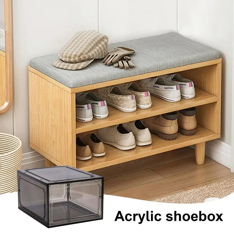 

Акриловая для хранения обуви коробка, пылезащитный прозрачный ящик, коробка для хранения обуви, Штабелируемый Держатель для обуви, органайзер для кроссовок, высоких топов