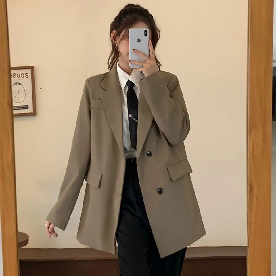 

2023 Women Autumn Winter Korean Fashion Single Breasted Solid Casual Suits Korean Style Female Office Lady Blazer Coat Tops A164