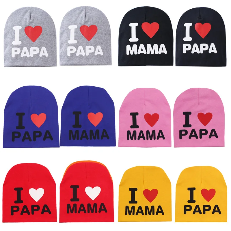 

Cotton Baby Hat Spring I Love MAMA PAPA Print Autumn Winter Children Caps Scarves Boys Girls Beanie Newborn Accessories