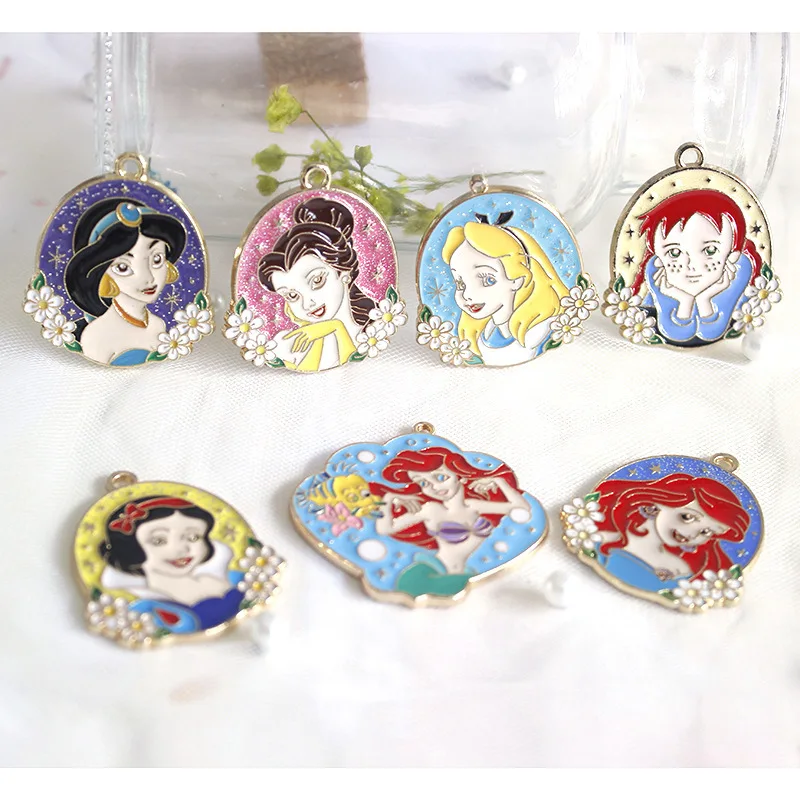 

Disney Snow White Cartoon Keychain Anime Figures Toys Elsa Mermaid Kawaii Keychain Car Bag Pendants Girls Children Birthday Gift