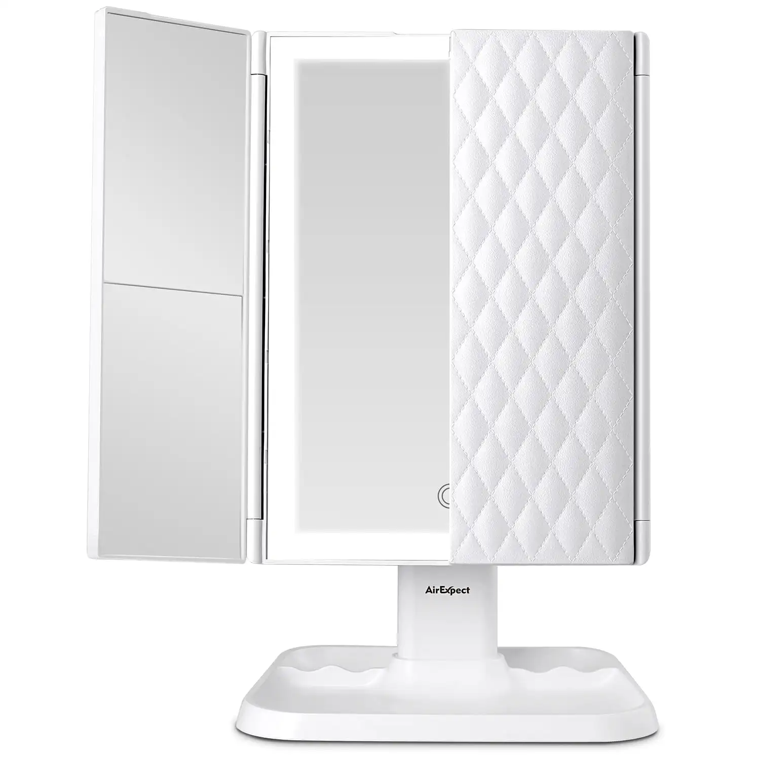 

3 Color Lighted 1x 2X 3X Magnification 72LED Lights Touch Control Dual Power Supply Portable Cosmetic Vanity Makeup Mirror, Whit