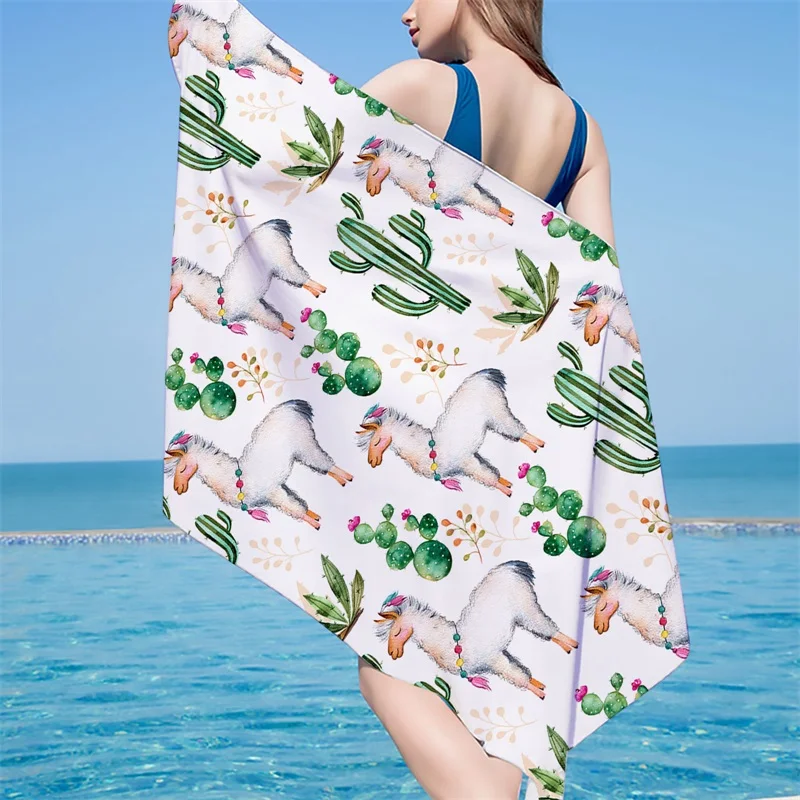 1 шт. пляжное полотенце быстросохнущее банное из микрофибры с принтом Альпака s