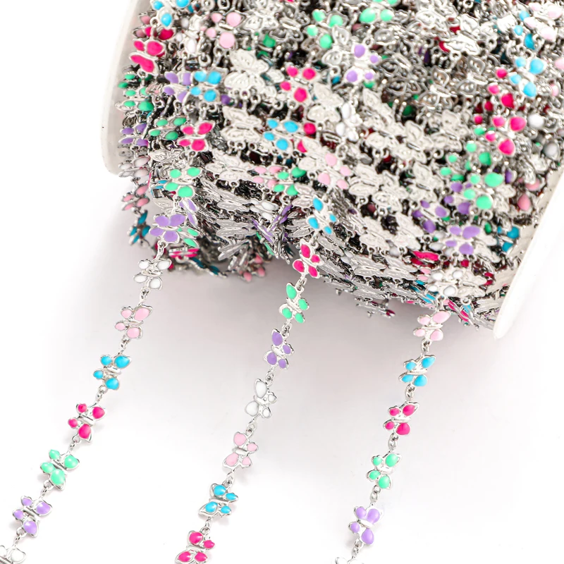 Эмалированная медная и железная цепочка в виде бабочки 1 м/полоска для