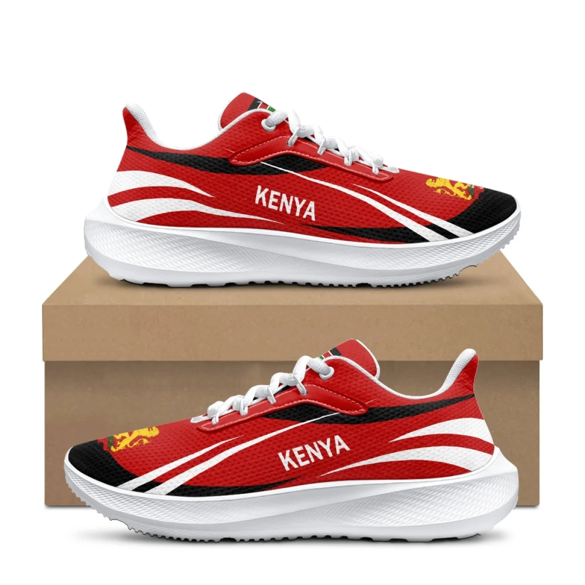 

Kenya Flag Pattern Sneakers Ladies Lightweight Lace-up Shoes Outdoor Work Tennis Shoe Casual Walking Cozy Footwear Custom Image