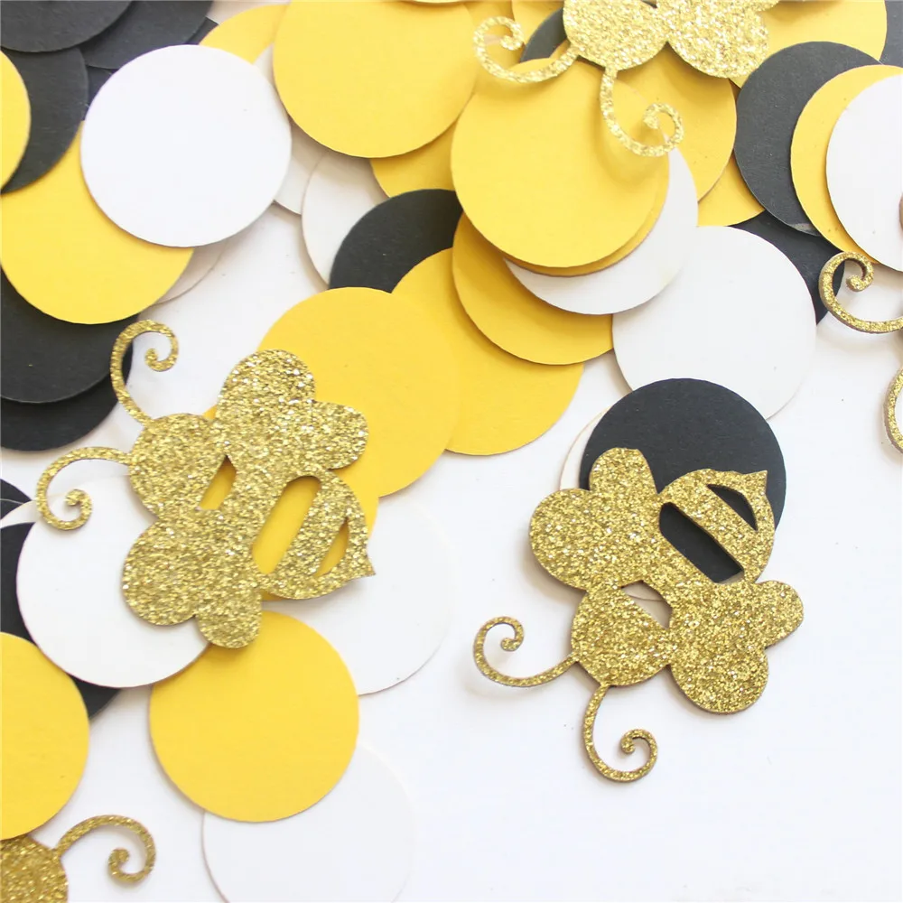 

180pcs/bag Bee Theme Paper Confetti Mix Color for Wedding Birthday Party Decoration Round Tissue Birthday Party Supplies