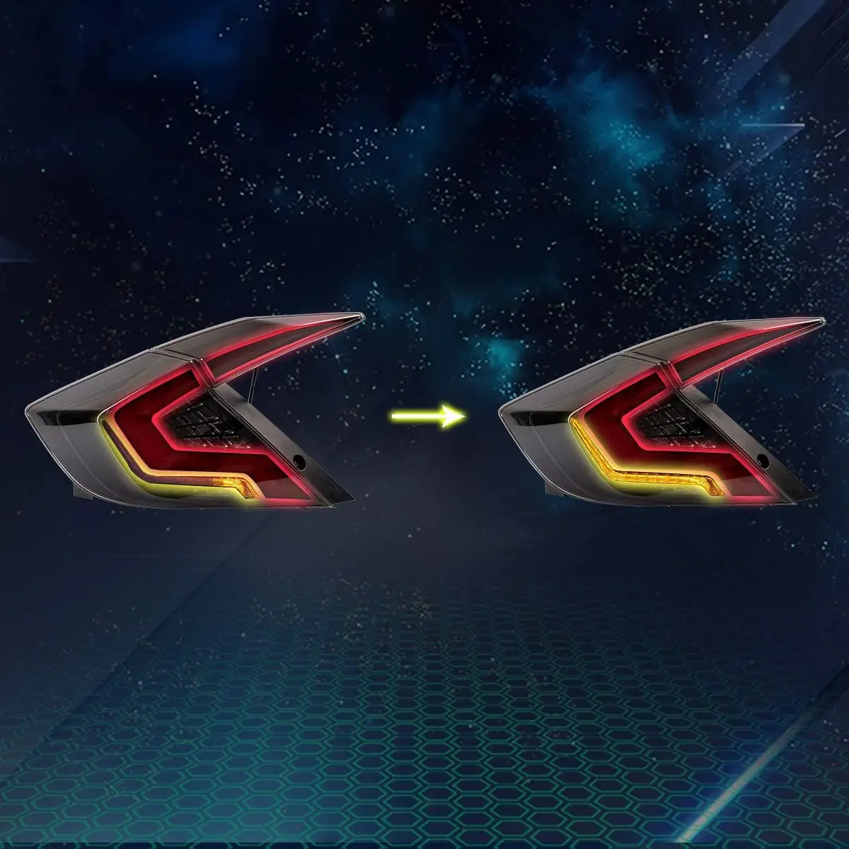 Светодиодные задние фонари для Honda Civic Sedan 10th Gen 2016-2021 DRL Start Up Animation Задний фонарь в