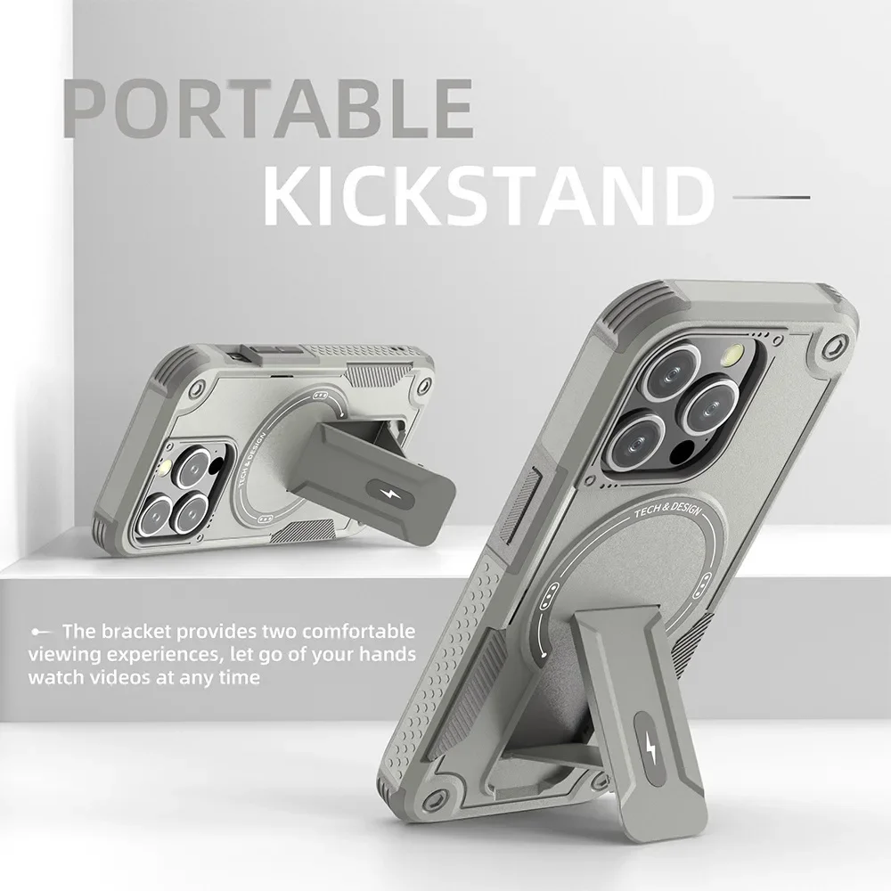 Противоударный Магнитный чехол в стиле милитари для iPhone 11 16 15 14 13 12 Pro Max Plus