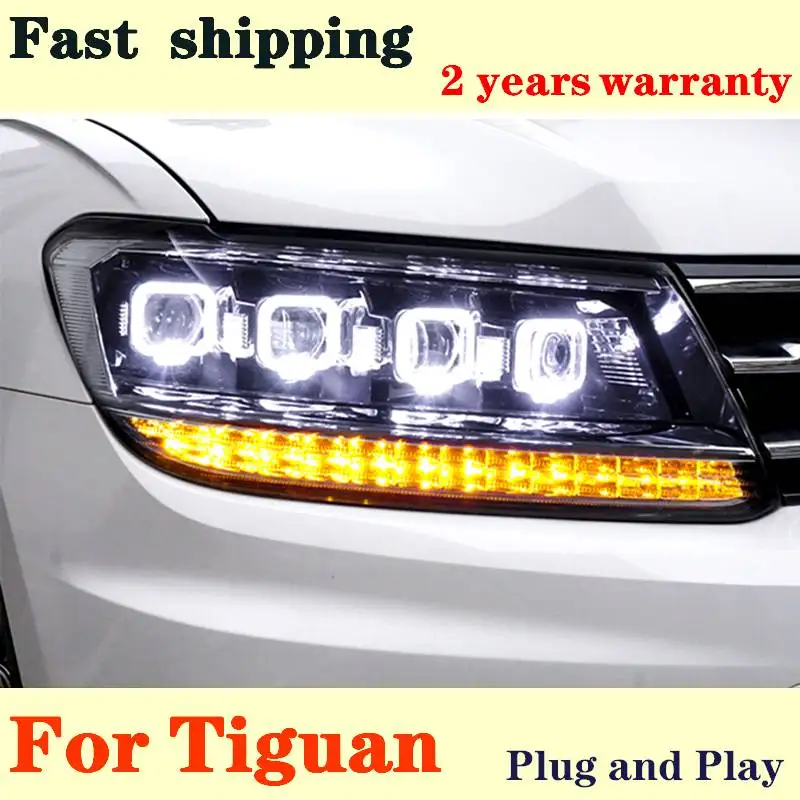Стайлинг автомобиля для Volkswagen Tiguan L светодиодные фары 2017 2018 2019 головная лампа DRL