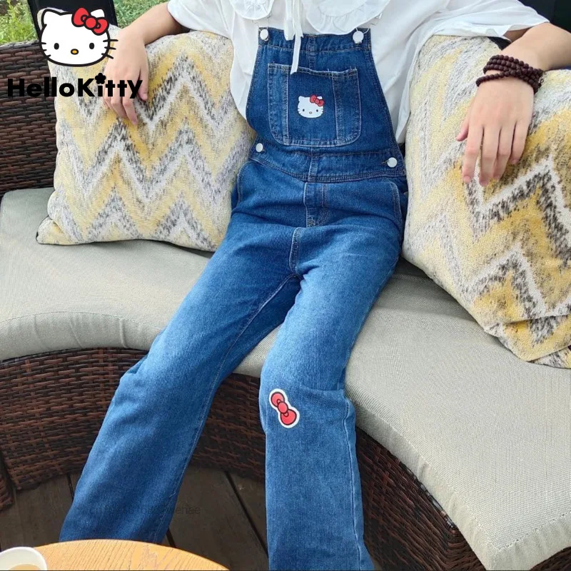 

Женские джинсовые брюки Y2k, модные мешковатые джинсы, милые Свободные Комбинезоны на бретелях, Новые повседневные брюки