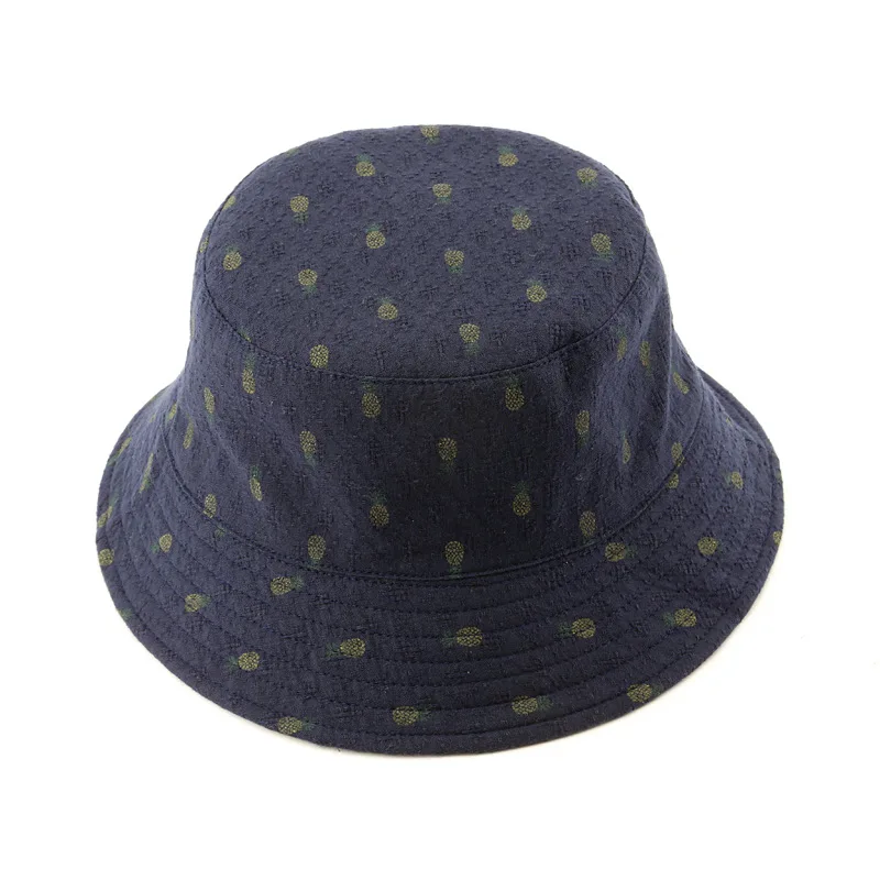 

Women's Foldable Double-Sided Bucket Fisherman Hat Reversible Sun-Proof Hats Fruit Pineapple Printing Solid Color Hat for women