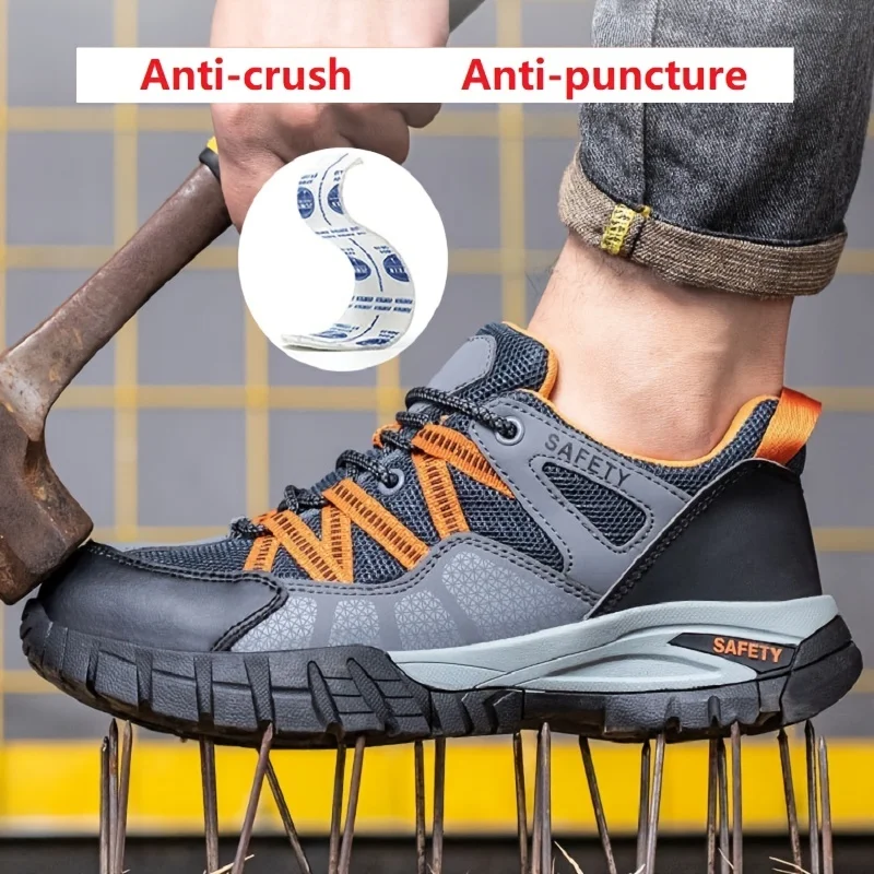 

Work Safety Shoes, Puncture Proof Anti-crush Anti-skid Steel Toe Work Shoes For Men ,Breathable Industrial Construction Sneakers