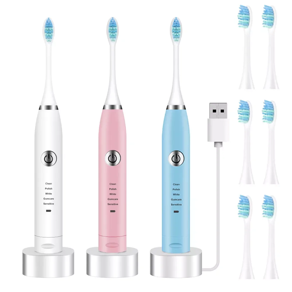 

Portable Smart Electric Sonic Vibration Toothbrush 5 Adjustable Modes Waterproof Rechargeable USB Electric Tooth Brush Teeth