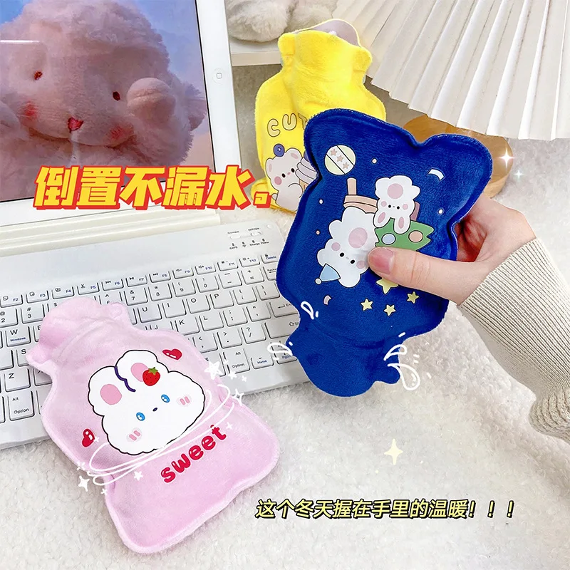 

New Small Flocking Hot Water Bag Cute Mini Portable Hand Warmer Baby Girl Winter Belly Warmer Artifact Irrigation Bag Hot Bag
