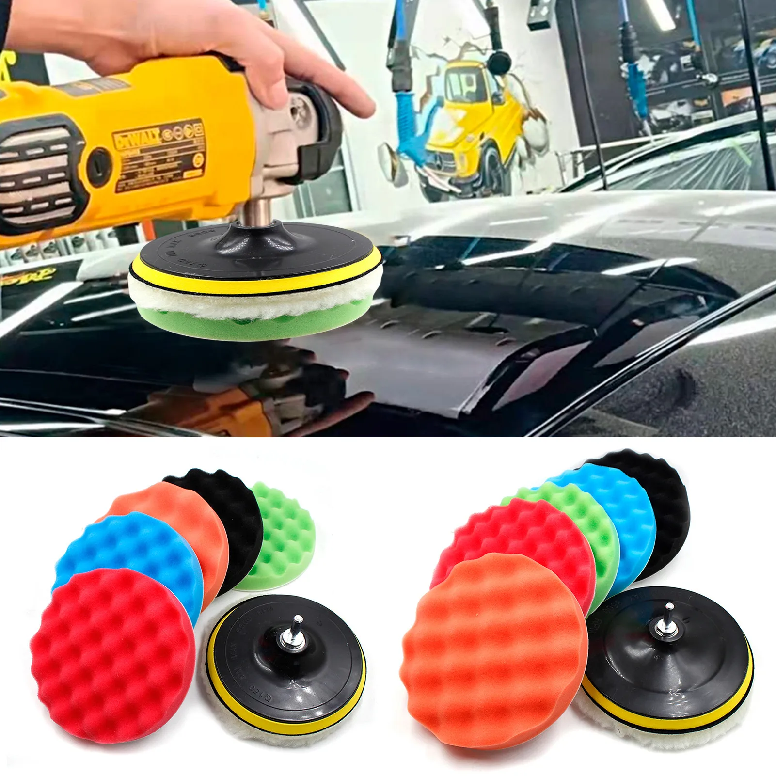 

Car Polishing Pad Sponge Buffing Waxing Clean Polish Buffer Drill Wheel Polisher Removes Scratches Car Repair