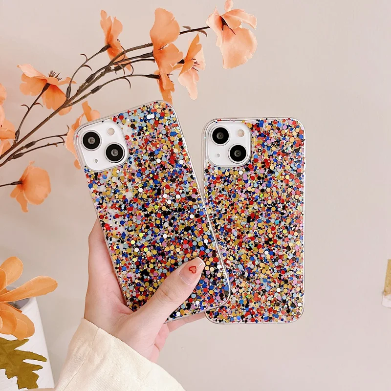 

Cute Glitter Bling Phone Case For iphone 13 12 11 Pro Max 7 8 Plus XR XS Max X 12 13 mini 13 Promax TPU Cover Fundas For Girls