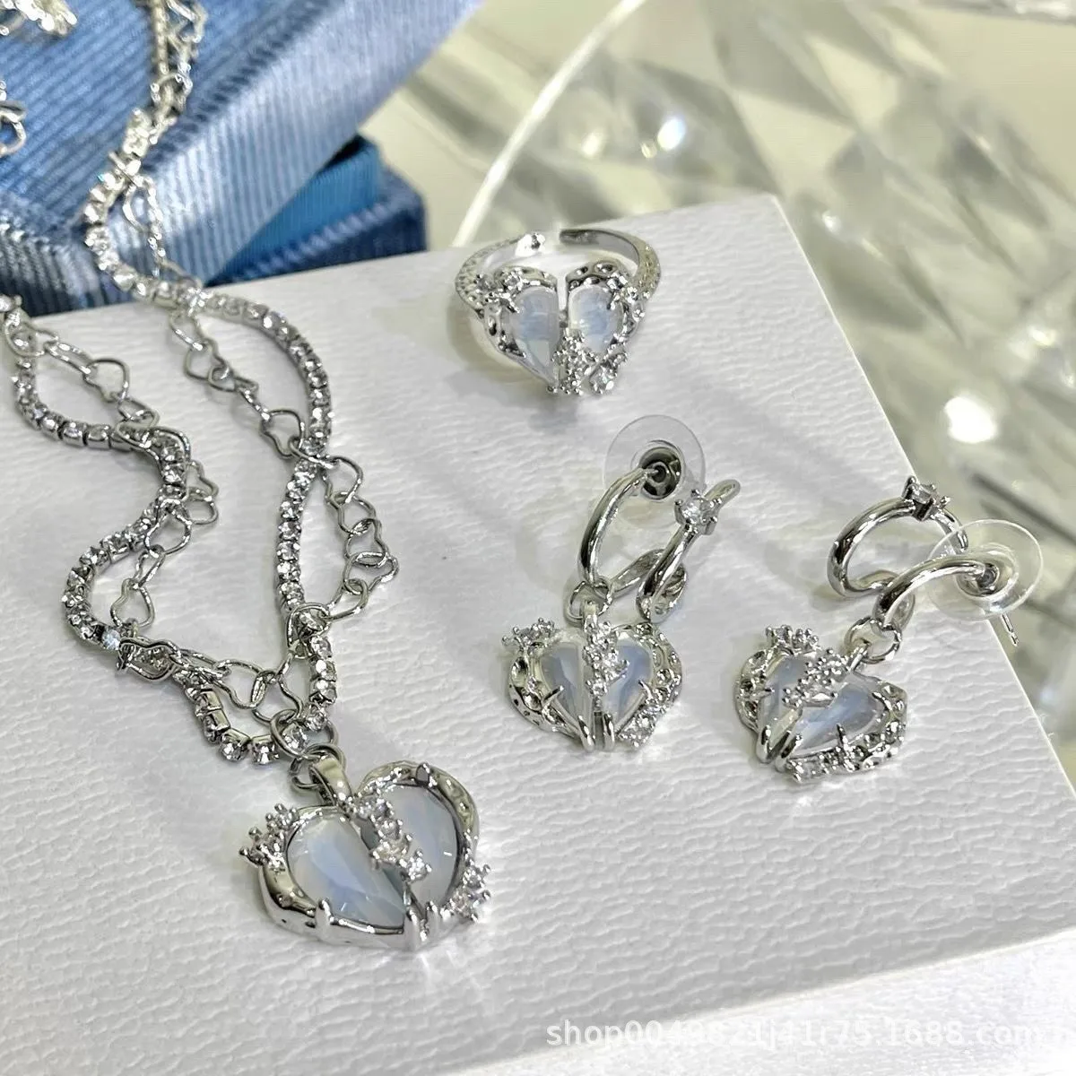 

Y2K эстетичное ожерелье в виде сердца в стиле панк для девушки с опалом простая Корейская подвеска в стиле Dtyle цепочка Ювелирные изделия Пода...