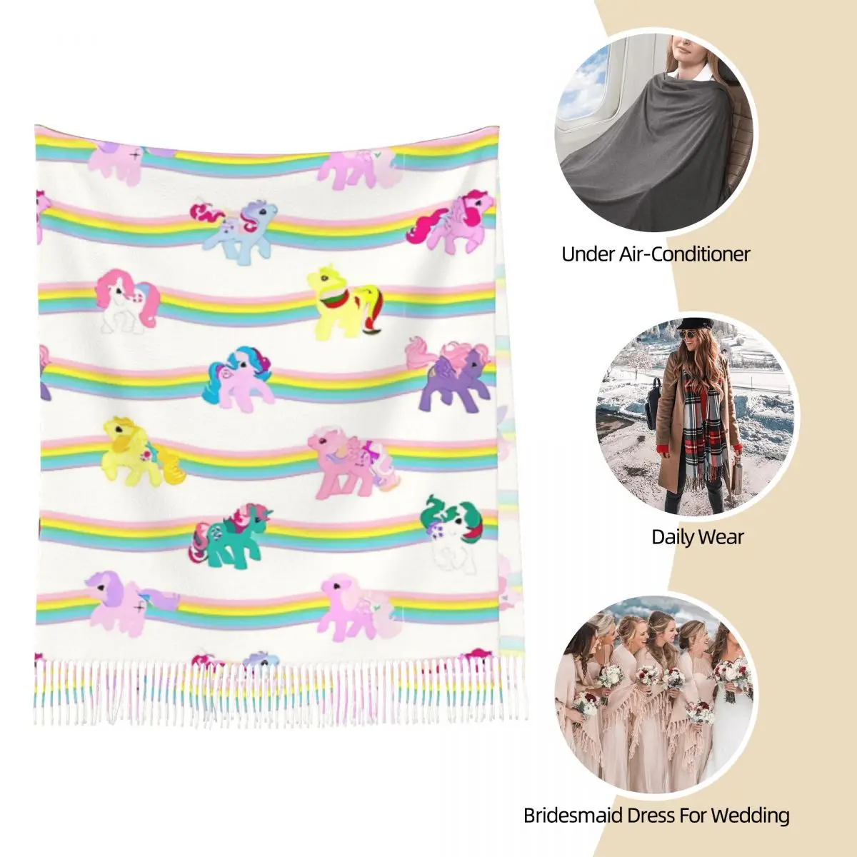 MLP My Little Pony Up In Rainbows шаль женский зимний длинный мягкий шарф из пашмины шарфы