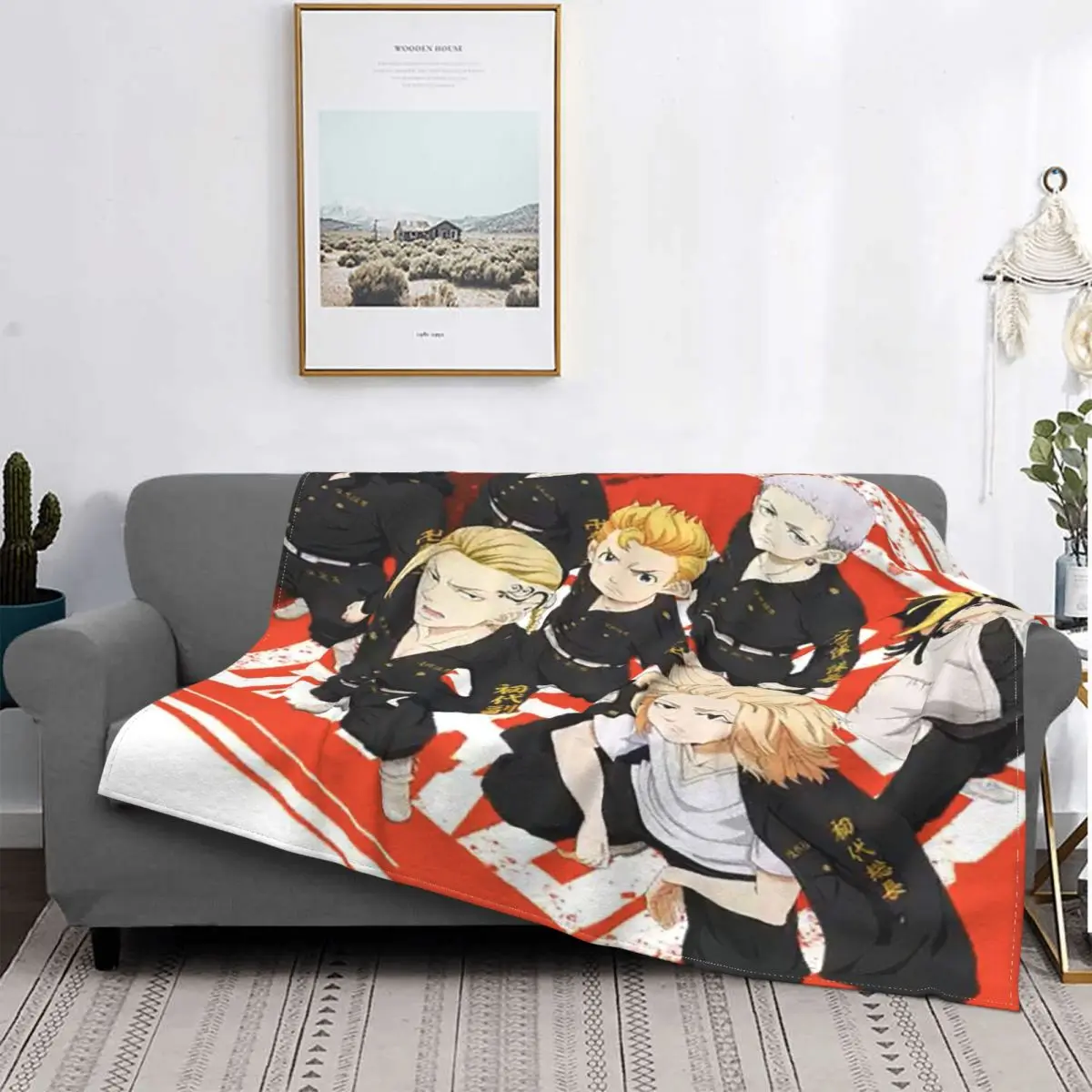 

Одеяла с токийским рисунком, 3D покрывало для дивана из кораллового флиса, плюшевое японское классическое тонкое покрывало в стиле аниме для...
