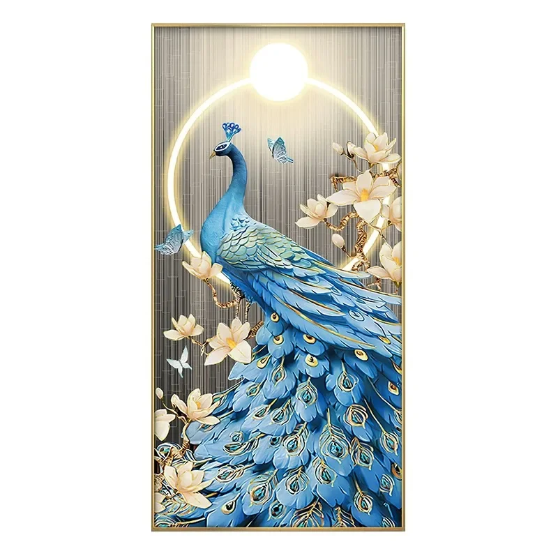 Стиль животное фреска павлин алмазная кристаллическая живопись светодиодные