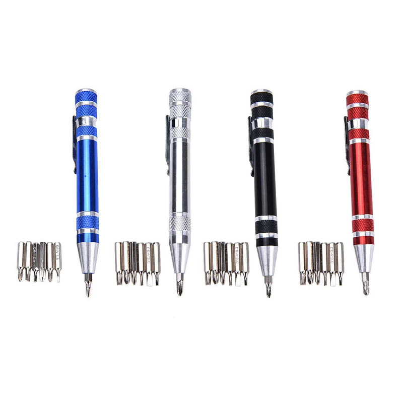 

Портативный 8 в 1 инструмент из алюминиевого сплава ручка стильная отвертка многофункциональный инструмент точный фотографический Набор о...