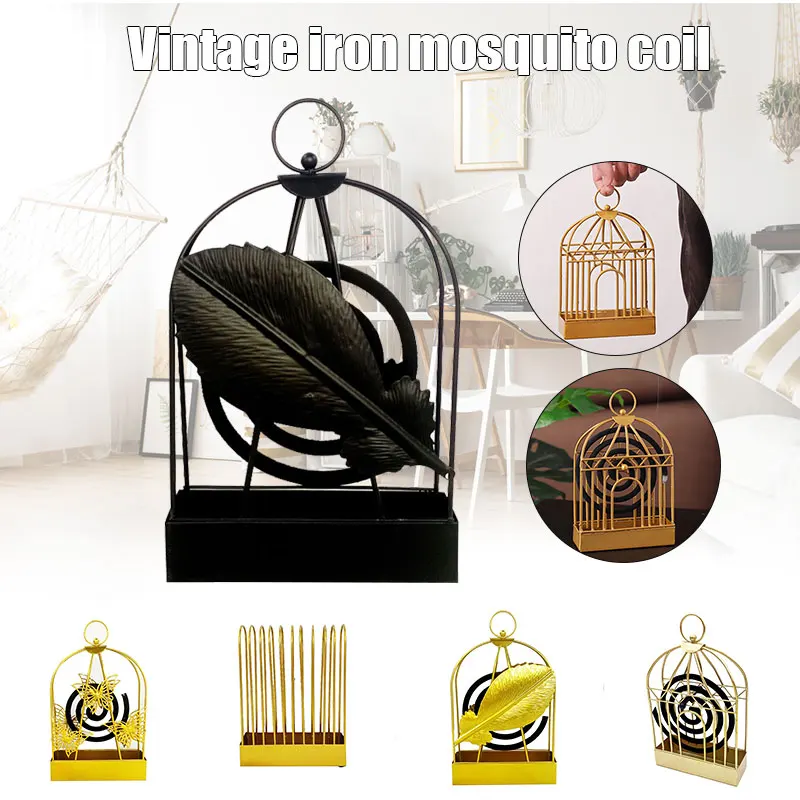 

Portable Iron Mosquito Coil Holder Iron Mosquito Repellent Incense Birdcage Shaped Stand Rack J99S
