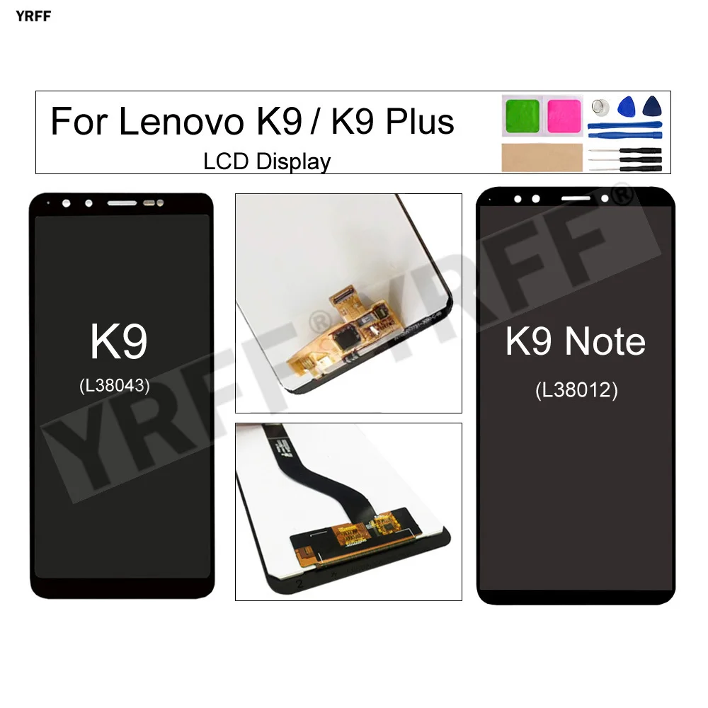 Дигитайзер сенсорного ЖК-экрана в сборе для Lenovo K9 Note L38012, ЖК-дисплей + Инструменты для ремонта телефонов