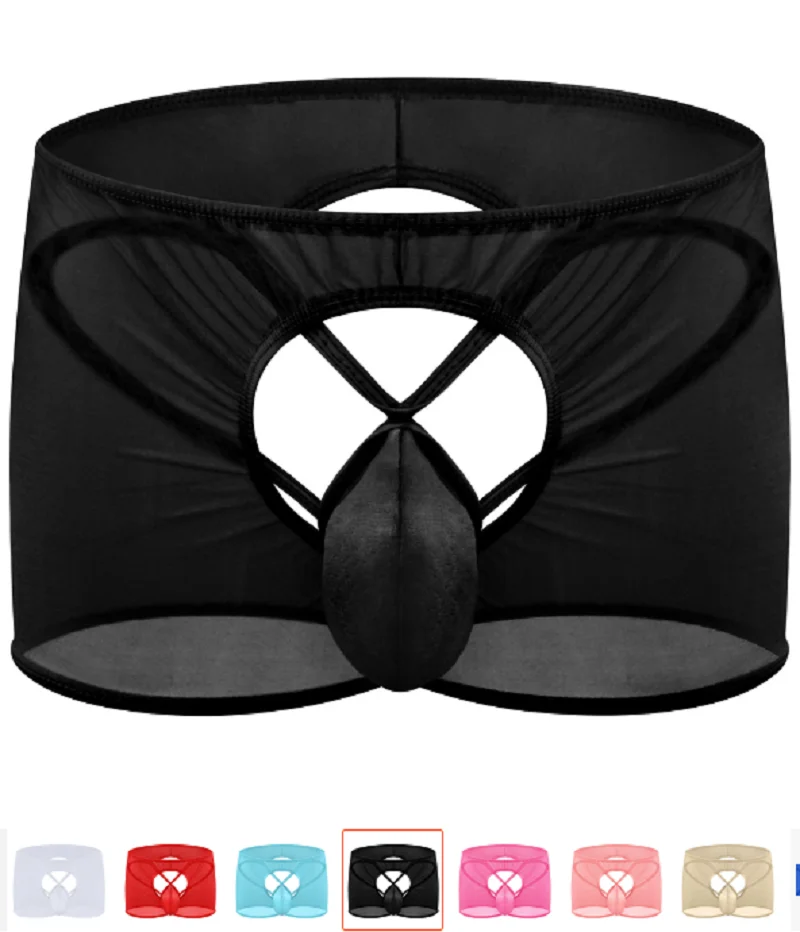 

Men's Low-waist Sexy Transparent Buttocks Boxers Set Men's Jockstraps Panties Underwear Men Pants Male Underwear ZJH334P 7 color