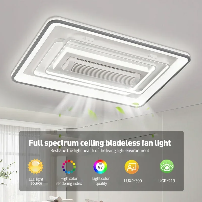 Ультратонкий безлопастный потолочный вентилятор с подсветкой и дистанционным