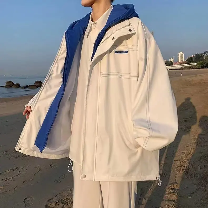 Мужской тренчкот из двух предметов с капюшоном цвета слоновой кости