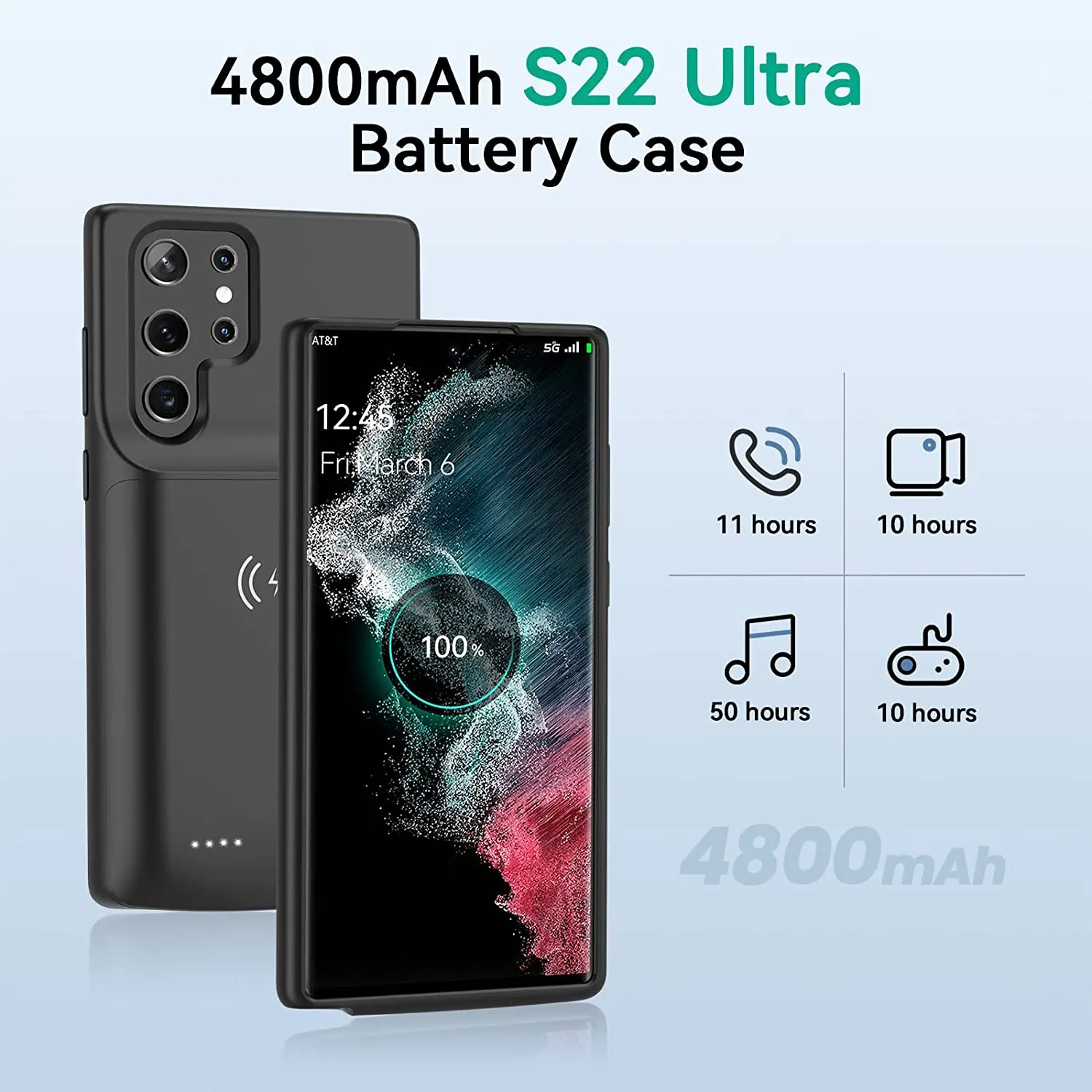 Чехол NEWDERY для беспроводного аккумулятора Galaxy S22 Ultra 4800 мАч поддержка