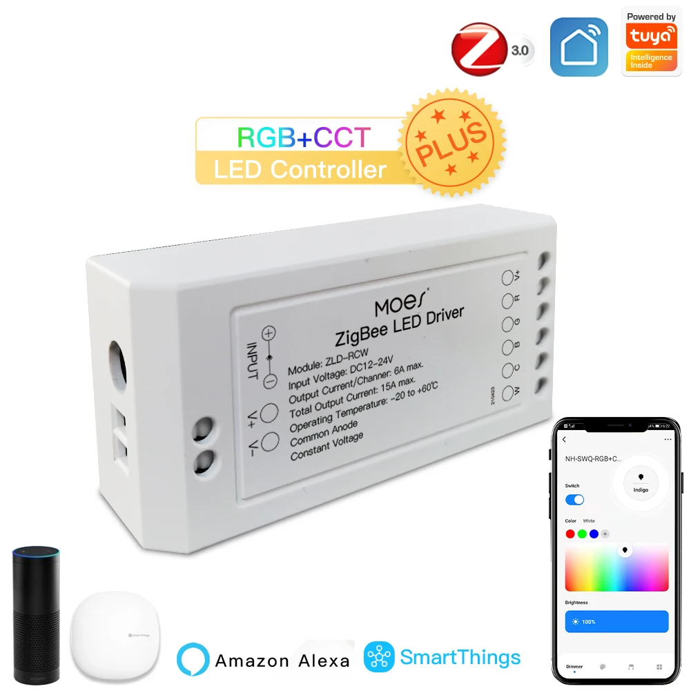

MOES ZigBee RGB CCT Диммер для светодиодной ленты