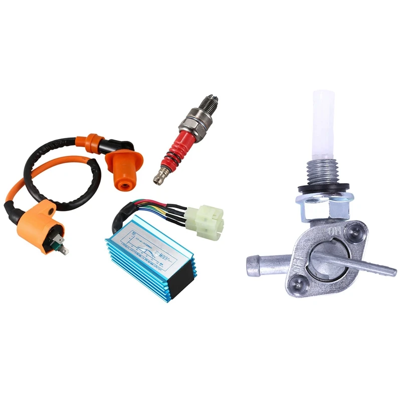 

Racing Ignition Coil+Spark Plug+CDI Box For GY6 With Generator Fuel Tank Shut Off Valve 28-1783-V M10X1.25