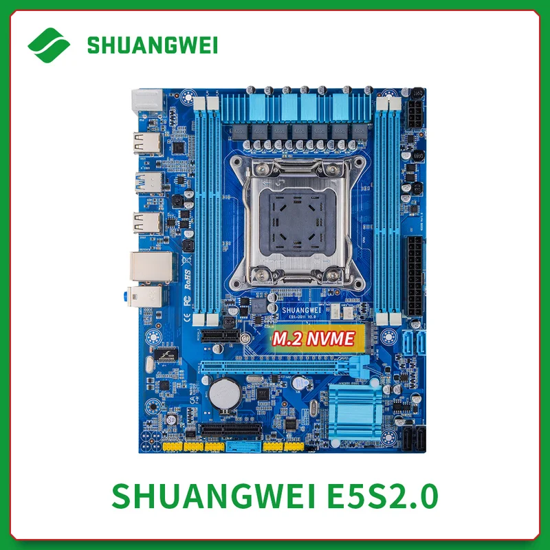 

Комплект материнской платы SHUANGWEI X79 LGA2011 SATA3.0 ATX USB3.0 PCI-E NVME M.2 SSD с поддержкой памяти REG ECC и процессора Xeon E5 2650V2