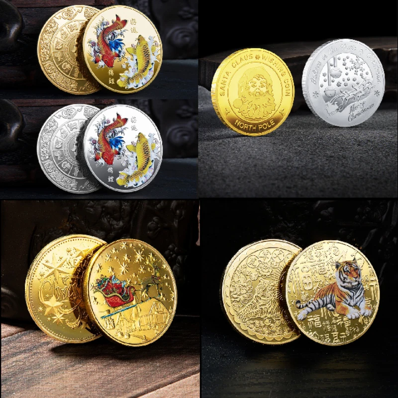 

2022 New Year's Gold And Silver Zodiac Tiger Coins Chinese Culture Commemorative Coins Decorative Crafts Chinese Culture Gift