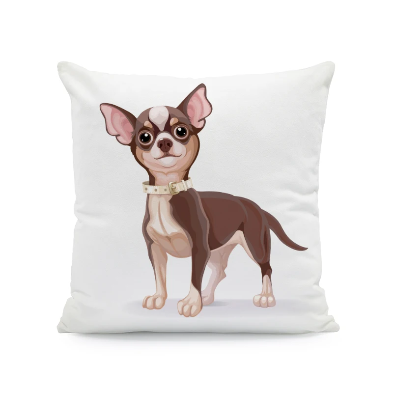 Brand Cushion Cases Chihuahua Dog Footprints Hello Pink Bow Brown Bag Velvet Art Deco Pillow Case Covers Euro Sofa Kids images - 6