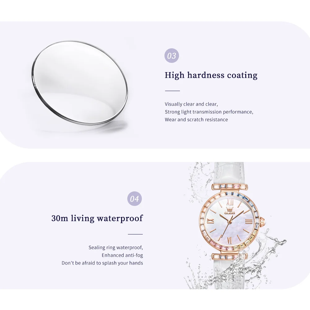 OLEVS Роскошные Брендовые женские часы цветной бриллиантовый Безель циферблат