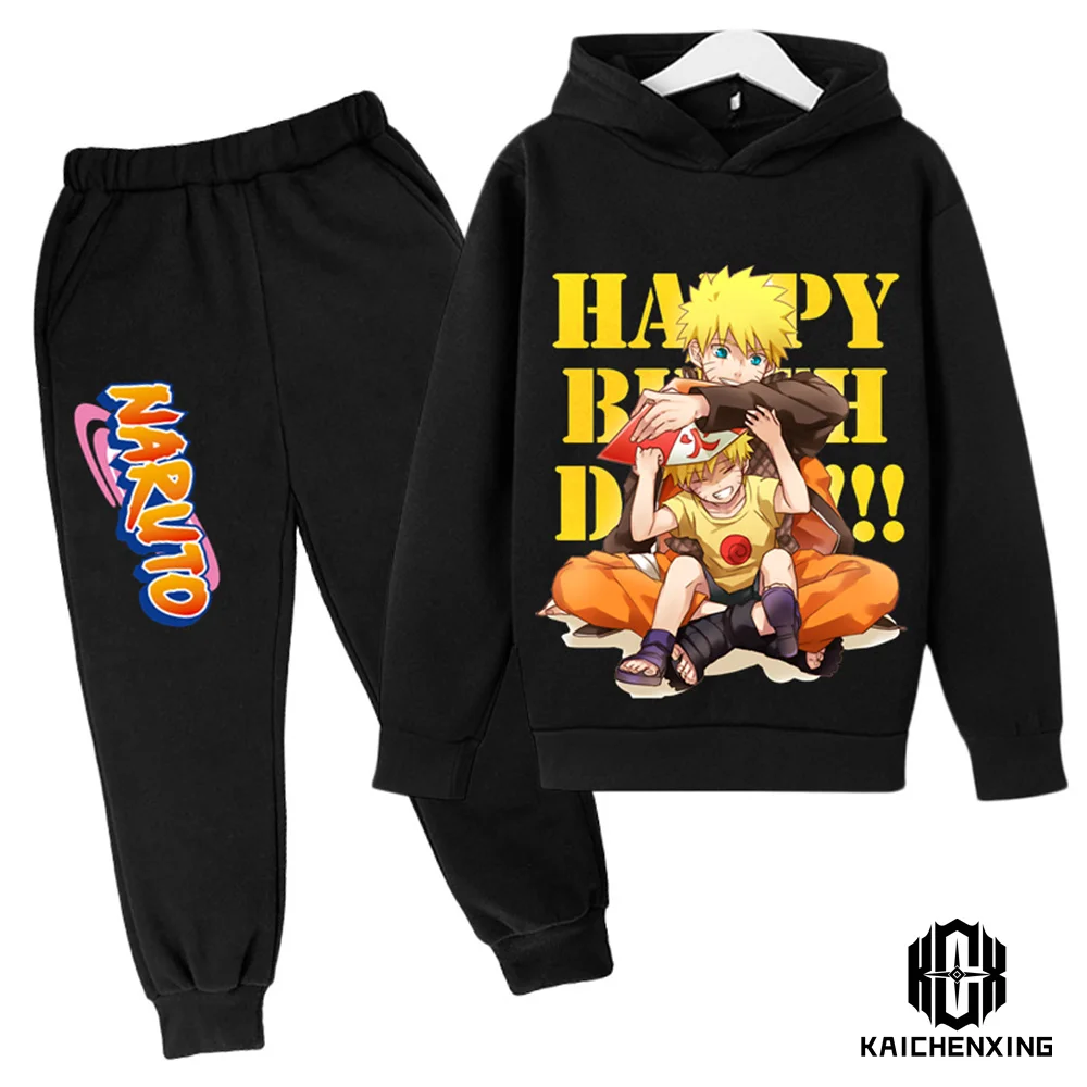 

Children's Hoodie Cotton Naruto Suit Children's Sweatshirt Long Pants 2 Pieces Cool Gaming Long Sleeved One Piece Clothes