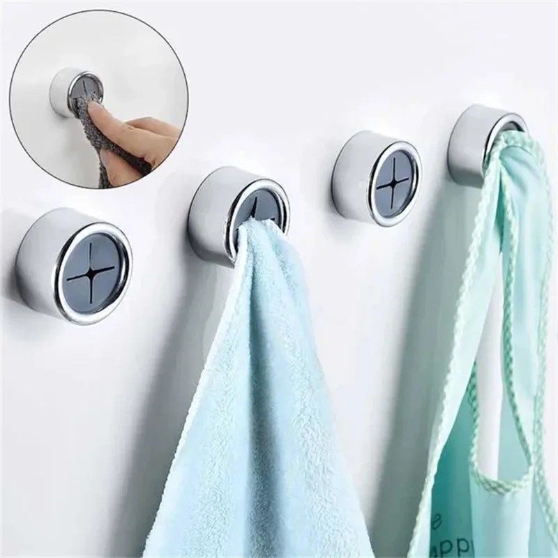 

1/2/4Pcs Punch-free Multi-function Hook Push In Tea Towel Holder Grip Hook Self Adhesive Kitchen Cloth Clip Hook Bathroom Gadget