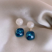 2022 new arrival acrylic trendy geometric simple square blue circle dangle earrings for women fashion cute girl jewelry